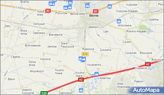 mapa Radonice, Radonice na mapie Targeo