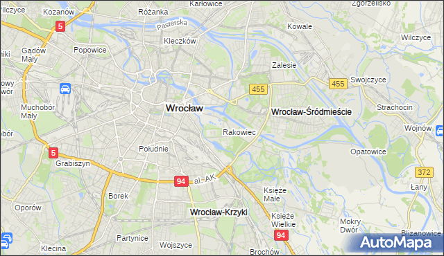 mapa Rakowiec gmina Wrocław, Rakowiec gmina Wrocław na mapie Targeo