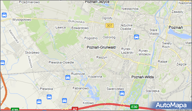 mapa Raszyn gmina Poznań, Raszyn gmina Poznań na mapie Targeo