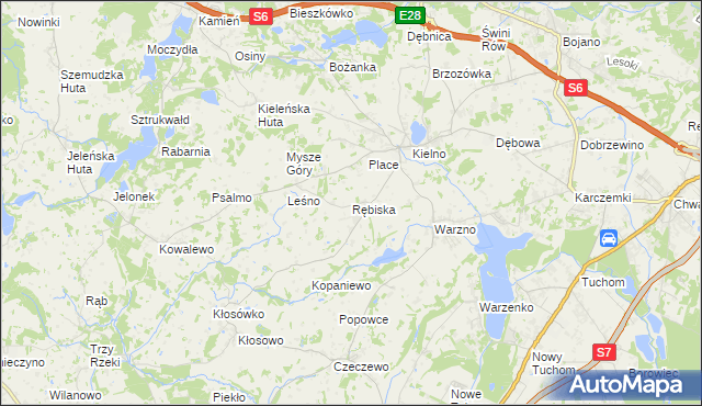 mapa Rębiska gmina Szemud, Rębiska gmina Szemud na mapie Targeo