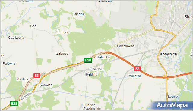 mapa Reblinko, Reblinko na mapie Targeo