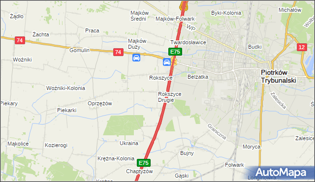 mapa Rokszyce Drugie, Rokszyce Drugie na mapie Targeo