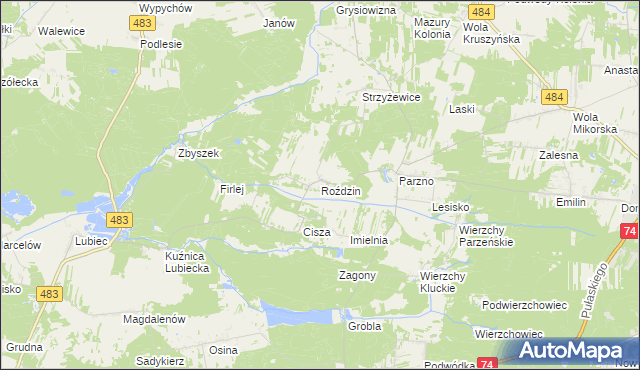 mapa Roździn, Roździn na mapie Targeo