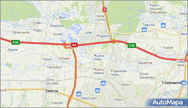 mapa Rudna Mała gmina Głogów Małopolski, Rudna Mała gmina Głogów Małopolski na mapie Targeo