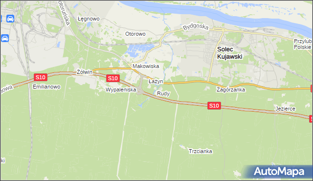 mapa Rudy gmina Solec Kujawski, Rudy gmina Solec Kujawski na mapie Targeo