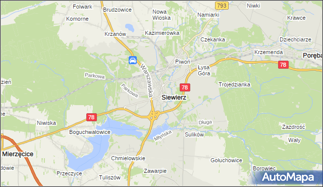 mapa Siewierz, Siewierz na mapie Targeo