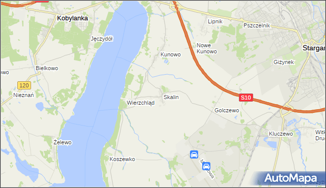 mapa Skalin gmina Stargard, Skalin gmina Stargard na mapie Targeo