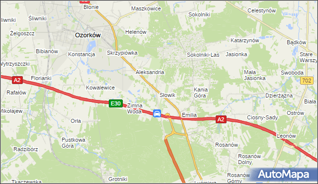 mapa Słowik gmina Zgierz, Słowik gmina Zgierz na mapie Targeo