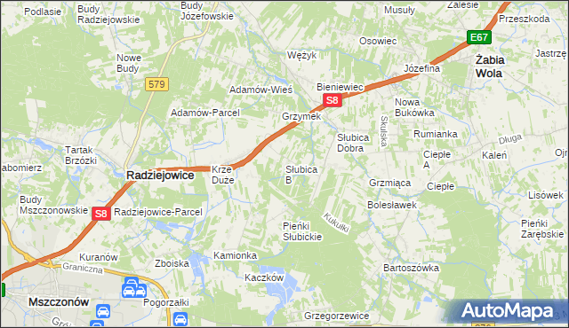 mapa Słubica B, Słubica B na mapie Targeo