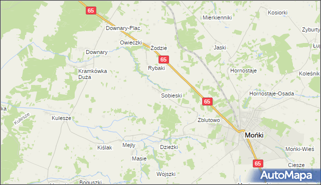 mapa Sobieski gmina Mońki, Sobieski gmina Mońki na mapie Targeo