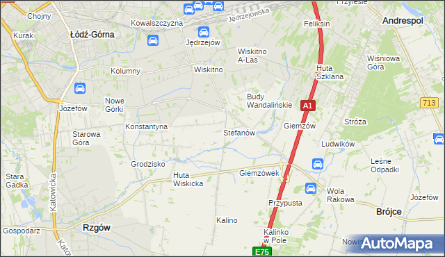 mapa Stefanów gmina Brójce, Stefanów gmina Brójce na mapie Targeo