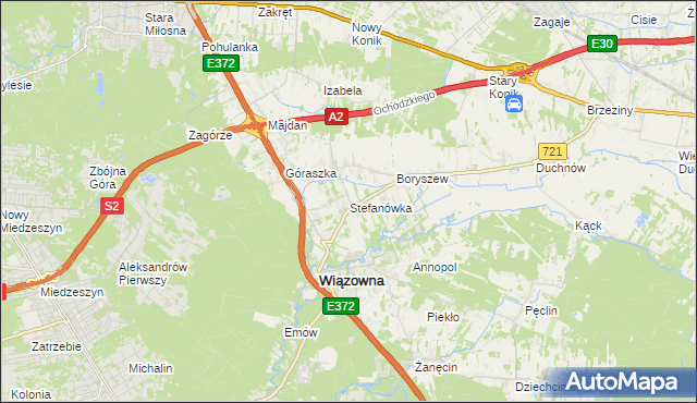 mapa Stefanówka gmina Wiązowna, Stefanówka gmina Wiązowna na mapie Targeo