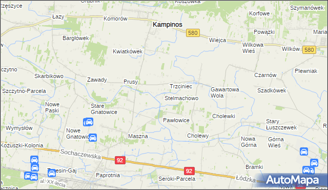 mapa Stelmachowo gmina Leszno, Stelmachowo gmina Leszno na mapie Targeo