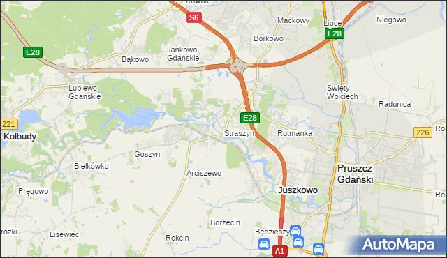 mapa Straszyn, Straszyn na mapie Targeo