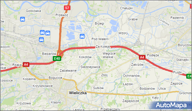 mapa Strumiany gmina Wieliczka, Strumiany gmina Wieliczka na mapie Targeo