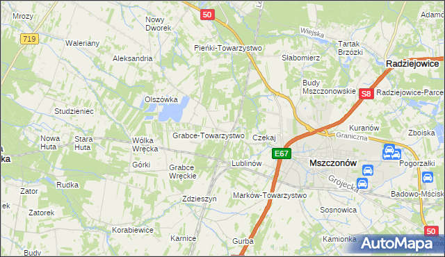 mapa Świnice gmina Mszczonów, Świnice gmina Mszczonów na mapie Targeo