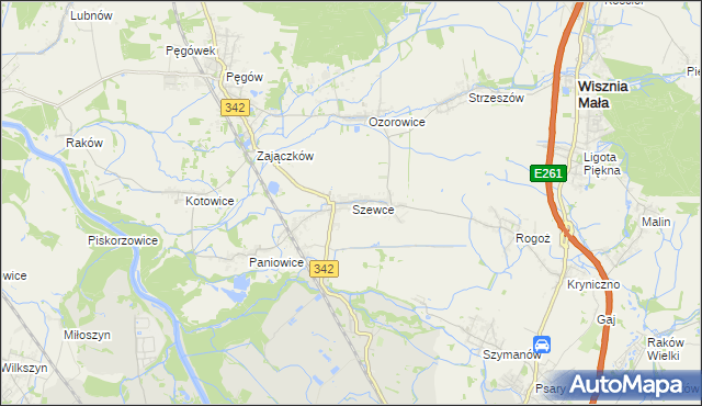 mapa Szewce gmina Wisznia Mała, Szewce gmina Wisznia Mała na mapie Targeo