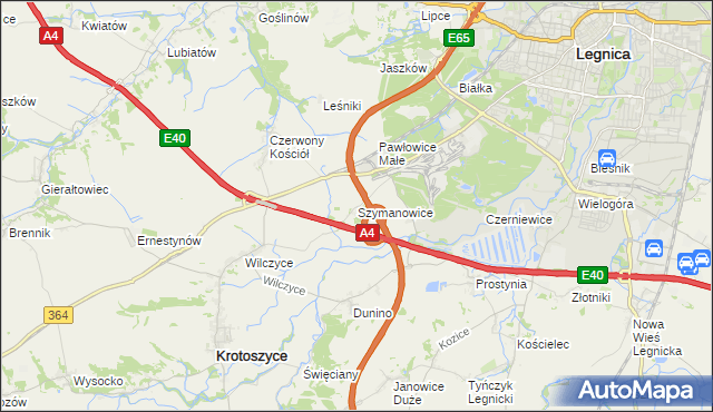 mapa Szymanowice gmina Krotoszyce, Szymanowice gmina Krotoszyce na mapie Targeo