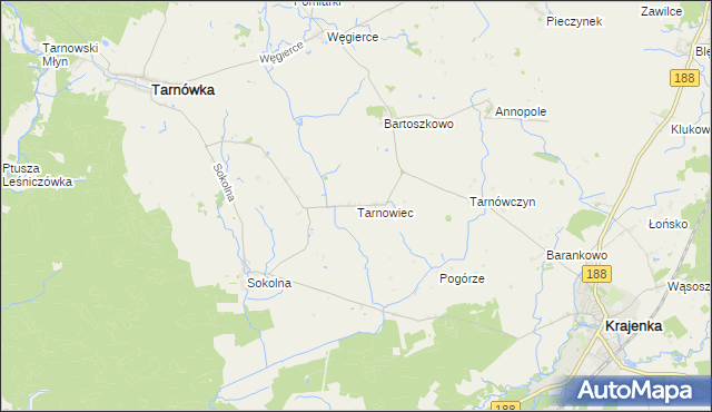 mapa Tarnowiec gmina Tarnówka, Tarnowiec gmina Tarnówka na mapie Targeo