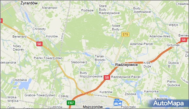 mapa Tartak Brzózki, Tartak Brzózki na mapie Targeo