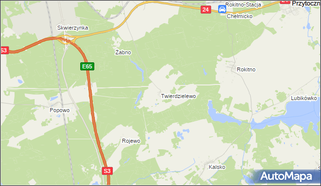 mapa Twierdzielewo, Twierdzielewo na mapie Targeo