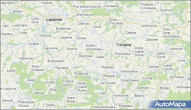 mapa Ujazd gmina Trzciana, Ujazd gmina Trzciana na mapie Targeo