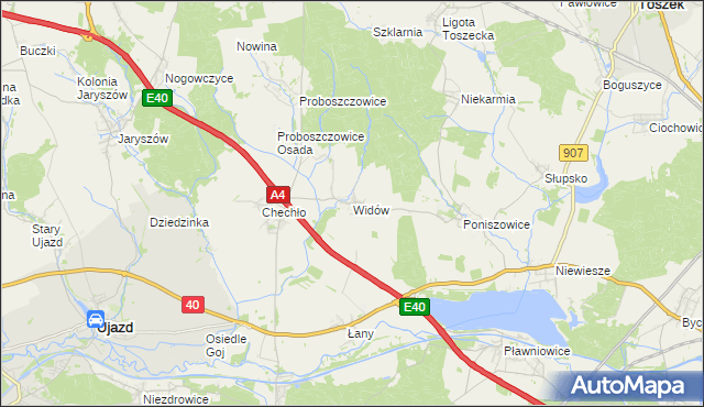 mapa Widów gmina Rudziniec, Widów gmina Rudziniec na mapie Targeo