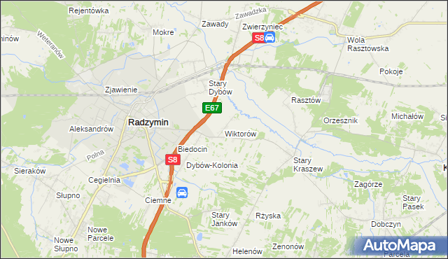 mapa Wiktorów gmina Radzymin, Wiktorów gmina Radzymin na mapie Targeo