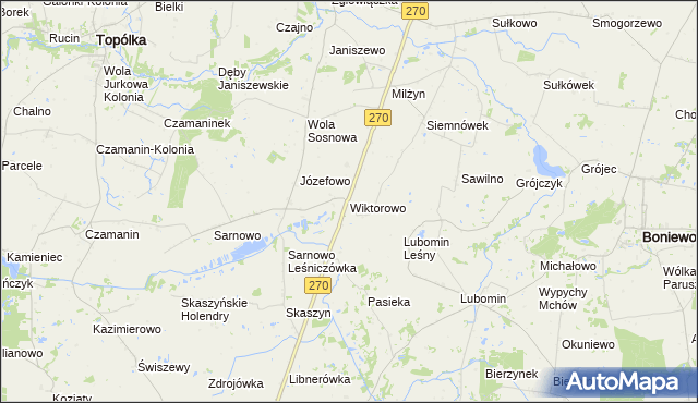 mapa Wiktorowo gmina Lubraniec, Wiktorowo gmina Lubraniec na mapie Targeo