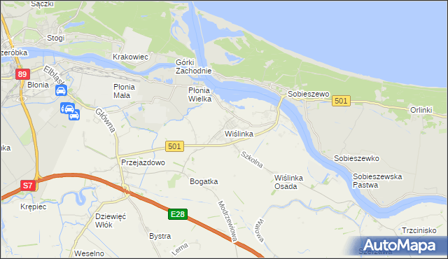 mapa Wiślinka, Wiślinka na mapie Targeo