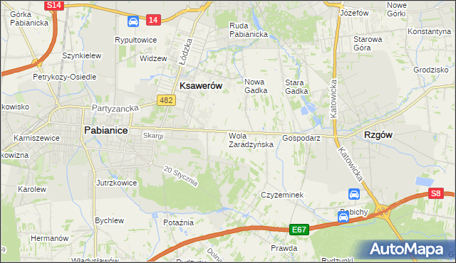 mapa Wola Zaradzyńska, Wola Zaradzyńska na mapie Targeo