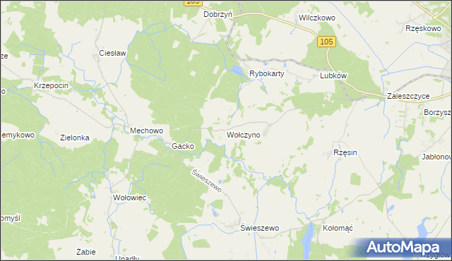 mapa Wołczyno, Wołczyno na mapie Targeo