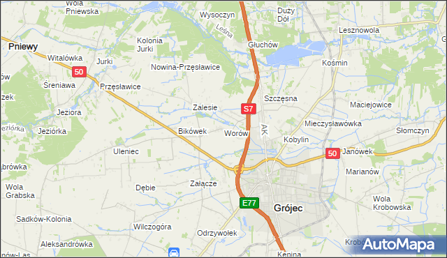 mapa Worów, Worów na mapie Targeo