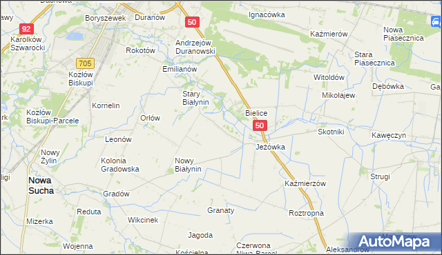 mapa Wyczółki gmina Sochaczew, Wyczółki gmina Sochaczew na mapie Targeo