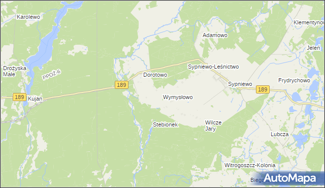 mapa Wymysłowo gmina Więcbork, Wymysłowo gmina Więcbork na mapie Targeo