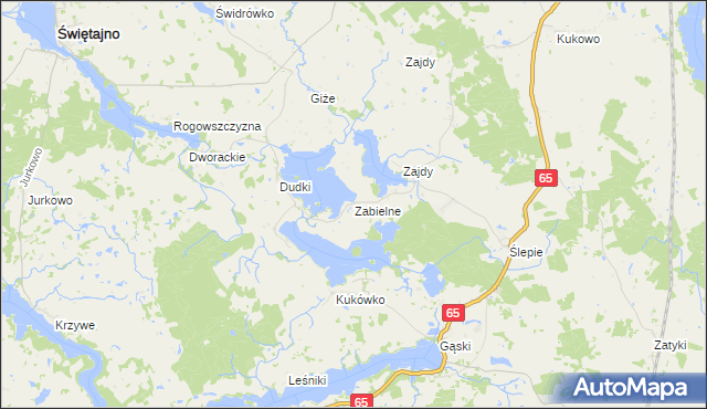 mapa Zabielne gmina Olecko, Zabielne gmina Olecko na mapie Targeo