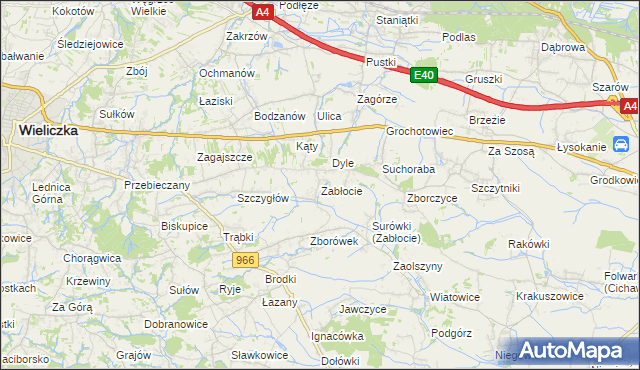 mapa Zabłocie gmina Biskupice, Zabłocie gmina Biskupice na mapie Targeo