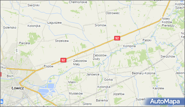 mapa Zabostów Duży, Zabostów Duży na mapie Targeo