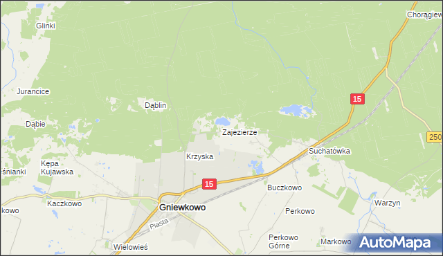 mapa Zajezierze gmina Gniewkowo, Zajezierze gmina Gniewkowo na mapie Targeo