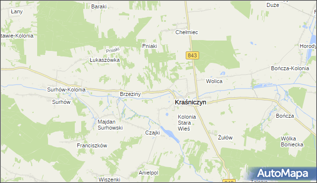 mapa Zastawie gmina Kraśniczyn, Zastawie gmina Kraśniczyn na mapie Targeo