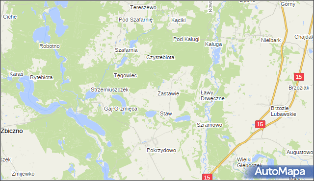 mapa Zastawie gmina Zbiczno, Zastawie gmina Zbiczno na mapie Targeo