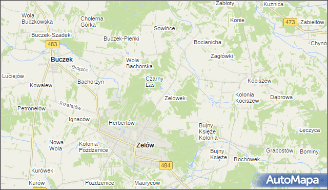 mapa Zelówek, Zelówek na mapie Targeo