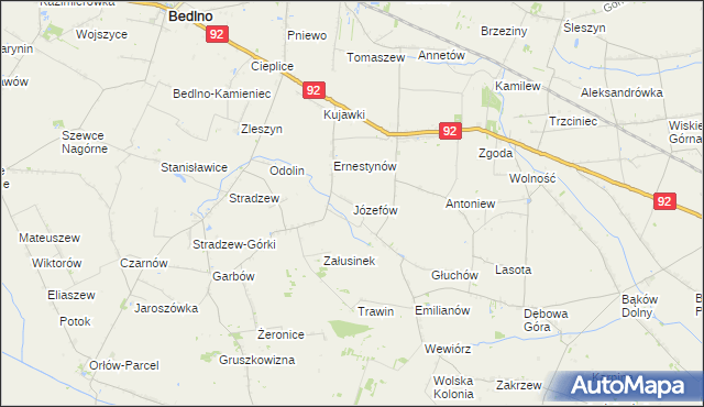 mapa Józefów gmina Bedlno, Józefów gmina Bedlno na mapie Targeo
