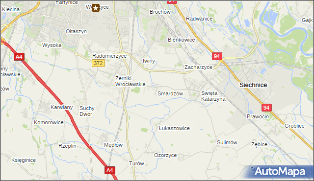 mapa Smardzów gmina Siechnice, Smardzów gmina Siechnice na mapie Targeo