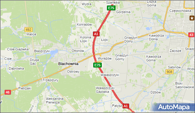 mapa Wyrazów, Wyrazów na mapie Targeo