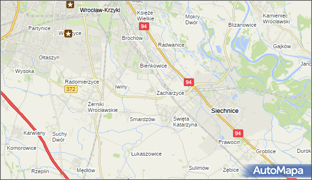 mapa Zacharzyce, Zacharzyce na mapie Targeo