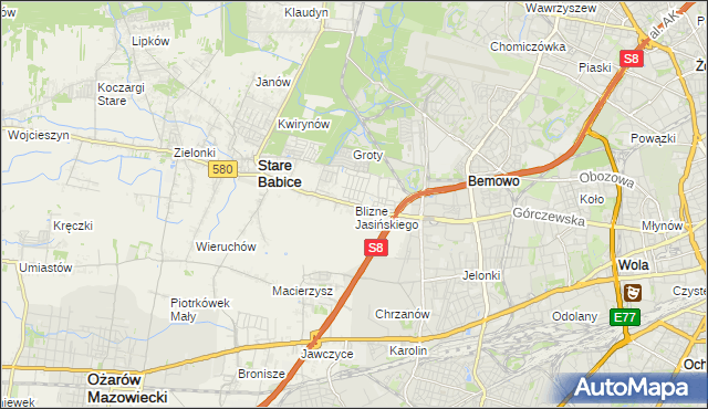 mapa Blizne Jasińskiego, Blizne Jasińskiego na mapie Targeo