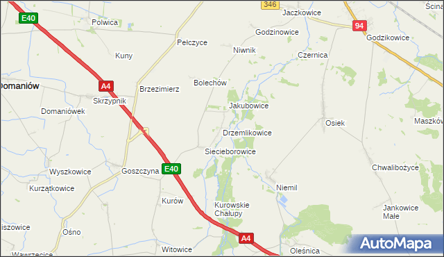 mapa Drzemlikowice, Drzemlikowice na mapie Targeo