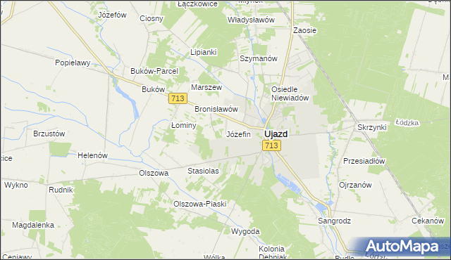 mapa Józefin gmina Ujazd, Józefin gmina Ujazd na mapie Targeo