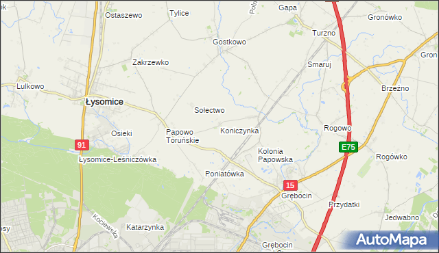 mapa Koniczynka, Koniczynka na mapie Targeo